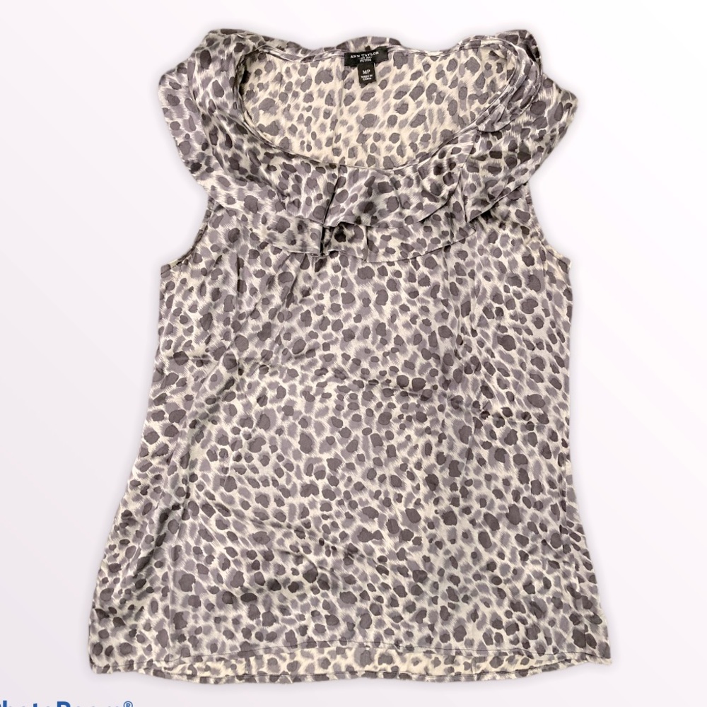 Ann Taylor Petite Medium Blouse animal print silky